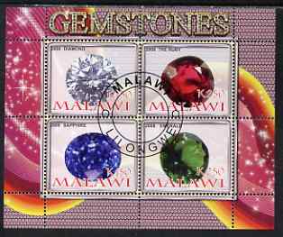 Malawi 2008 Gemstones perf sheetlet containing 4 values fine cto used, stamps on , stamps on  stamps on minerals