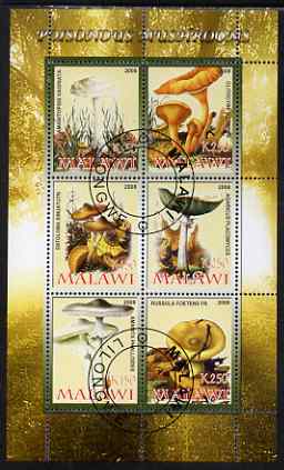 Malawi 2008 Poisonous Mushrooms perf sheetlet containing 6 values fine cto used, stamps on fungi