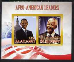 Malawi 2008 Afro-American Leaders #1 - Barack Obama & Nelson Mandela imperf sheetlet containing 2 values unmounted mint, stamps on , stamps on  stamps on personalities, stamps on  stamps on constitutions, stamps on  stamps on usa presidents, stamps on  stamps on obama, stamps on  stamps on mandela, stamps on  stamps on nobel, stamps on  stamps on personalities, stamps on  stamps on mandela, stamps on  stamps on nobel, stamps on  stamps on peace, stamps on  stamps on racism, stamps on  stamps on human rights