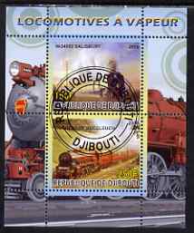 Djibouti 2008 Steam Locos #5 - Salisbury & Duchess of Buccleuch perf sheetlet containing 2 values fine cto used, stamps on railways