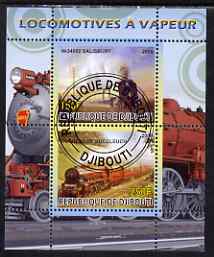 Djibouti 2008 Steam Locos #5 - Salisbury & Duchess of Buccleuch perf sheetlet containing 2 values fine cto used, stamps on , stamps on  stamps on railways