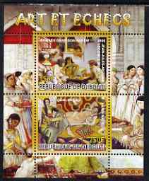 Djibouti 2008 Art & Chess #2 - perf sheetlet containing 2 values unmounted mint, stamps on arts, stamps on chess