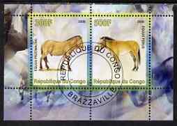 Congo 2008 Wild Horses perf sheetlet containing 2 values fine cto used, stamps on horses