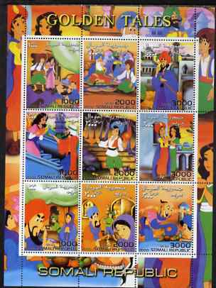 Somalia 2000 Golden Tales #2 perf sheetlet containing set of 9 values unmounted mint, stamps on , stamps on  stamps on children, stamps on  stamps on myths, stamps on  stamps on mythology, stamps on  stamps on legends, stamps on  stamps on fairy tales, stamps on  stamps on literature