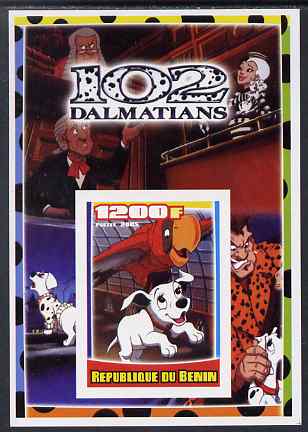 Benin 2005 Disneys 102 Dalmations #4 imperf m/sheet unmounted mint. Note this item is privately produced and is offered purely on its thematic appeal, stamps on disney, stamps on filmes, stamps on cinema, stamps on movies, stamps on cartoons, stamps on dogs, stamps on 