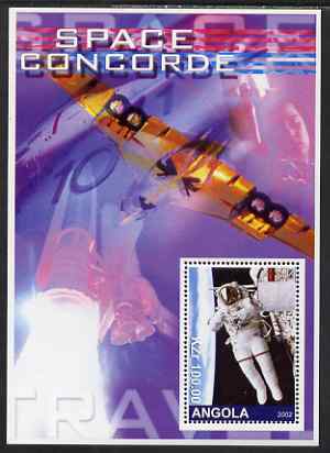 Angola 2002 Concorde & Space perf s/sheet #01 unmounted mint. Note this item is privately produced and is offered purely on its thematic appeal, stamps on , stamps on  stamps on space, stamps on  stamps on concorde, stamps on  stamps on aviation