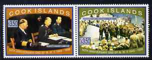 Cook Islands 1995 50th Anniversary of the End of WW2 perf set of 2 unmounted mint, SG 1379-80, stamps on , stamps on  stamps on , stamps on  stamps on  ww2 , stamps on  stamps on ships