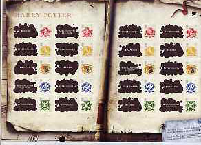 Great Britain 2007 Harry Potter Post Office Label Sheet SG LS41, stamps on films, stamps on cinema, stamps on arms, stamps on heraldry, stamps on snakes, stamps on birds, stamps on birds of prey, stamps on , stamps on snake, stamps on snakes, stamps on eagles