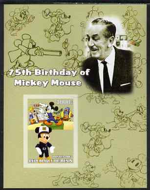 Benin 2003 75th Birthday of Mickey Mouse #04 imperf s/sheet also showing Walt Disney & Music unmounted mint. Note this item is privately produced and is offered purely on its thematic appeal, stamps on , stamps on  stamps on disney, stamps on  stamps on cartoons, stamps on  stamps on personalities, stamps on  stamps on music