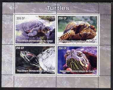 Congo 2005 Turtles perf sheetlet containing 4 values unmounted mint, stamps on animals, stamps on turtles, stamps on reptiles