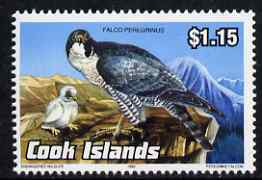 Cook Islands 1992 Endangered Species - Peregrine Falcon $1.15 perf unmounted mint, SG 1293, stamps on animals, stamps on  wwf , stamps on birds, stamps on birds of prey, stamps on falcons