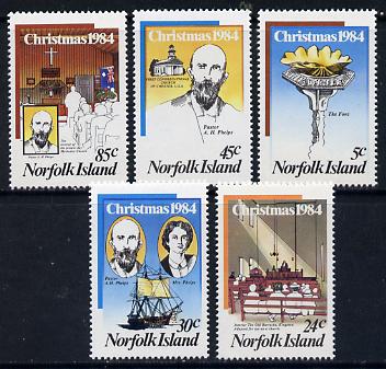 Norfolk Island 1984 Christmas (Methodist Church) set of 5 unmounted mint, SG 347-51, stamps on christmas    religion