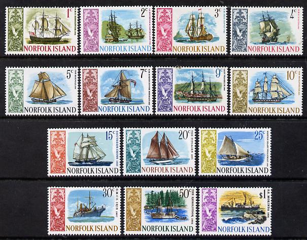 Norfolk Island 1967 Ships definitive complete set of 14 unmounted mint, SG 77-90, stamps on , stamps on  stamps on ships, stamps on  stamps on cable