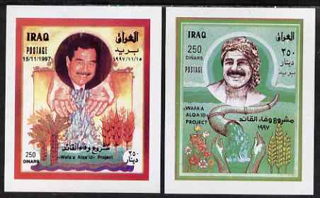 Iraq 1997 Completion of Al Qaid Water Project set of 2 imperf m/sheets unmounted mint, SG MS 2028, stamps on , stamps on  stamps on water, stamps on  stamps on irrigation