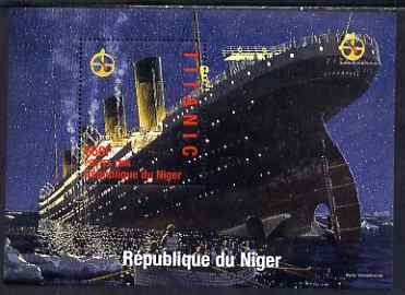 Niger Republic 1998 Titanic perf m/sheet #2 unmounted mint. Note this item is privately produced and is offered purely on its thematic appeal with Portugal '98 imprint, stamps on , stamps on  stamps on ships, stamps on  stamps on disasters, stamps on  stamps on stamp exhibitions
