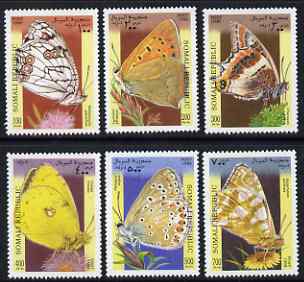 Somalia 1998 Butterflies complete perf set of 6 values, unmounted mint. Note this item is privately produced and is offered purely on its thematic appeal, stamps on , stamps on  stamps on butterflies