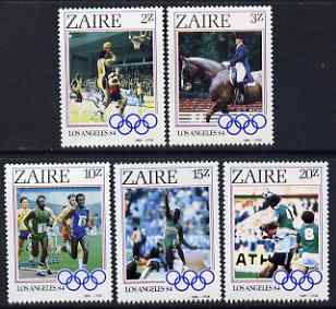 Zaire 1984 Los Angeles Olympic Games perf set of 5 unmounted mint SG 1195-9, stamps on , stamps on  stamps on olympics, stamps on  stamps on basketball, stamps on  stamps on equestrian, stamps on  stamps on horses, stamps on  stamps on running, stamps on  stamps on long jump, stamps on  stamps on football