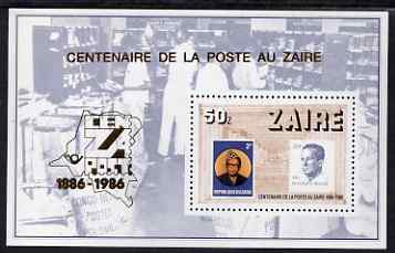 Zaire 1986 Stamp Centenary Exhibition perf s/sheet unmounted mint SG MS1272, stamps on , stamps on  stamps on stamp centenaries, stamps on  stamps on stamp exhibitions, stamps on  stamps on stamponstamp