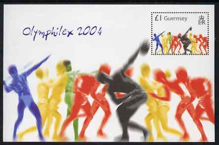 Guernsey 2004 Athens Olympic Games perf m/sheet unmounted mint, SG MS 1049, stamps on , stamps on  stamps on olympics, stamps on  stamps on discus, stamps on  stamps on javelin, stamps on  stamps on running