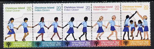 Christmas Island 1979 Int Year of the Child se-tenant strip of 5 unmounted mint, SG 108a, stamps on , stamps on  stamps on children, stamps on  stamps on  iyc , stamps on  stamps on 