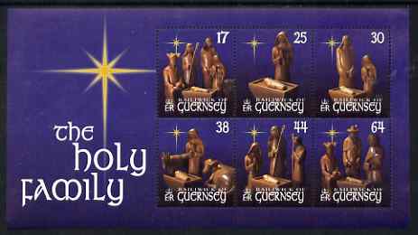 Guernsey 1999 Christmas - Wood Carvings of the Holy Family perf sheetlet containing set of 6 values unmounted mint, SG 844-9, stamps on christmas, stamps on 