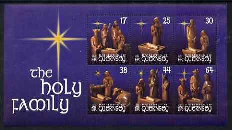 Guernsey 1999 Christmas - Wood Carvings of the Holy Family perf sheetlet containing set of 6 values unmounted mint, SG 844-9, stamps on , stamps on  stamps on christmas, stamps on  stamps on 