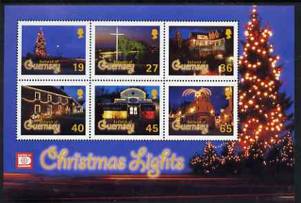 Guernsey 2001 Christmas - Festive Lights perf sheetlet containing set of 6 values unmounted mint, SG 928-33, stamps on , stamps on  stamps on christmas, stamps on  stamps on post offices, stamps on  stamps on 