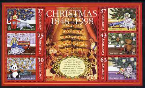 Guernsey 1998 Christmas - The Christmas Tree perf sheetlet containing set of 6 values unmounted mint, SG 810-15, stamps on christmas, stamps on angels, stamps on 