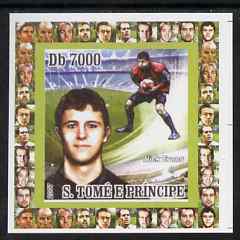 St Thomas & Prince Islands 2007 Rugby - Nick Evans individual imperf deluxe sheet unmounted mint. Note this item is privately produced and is offered purely on its thematic appeal, stamps on sport, stamps on rugby, stamps on personalities