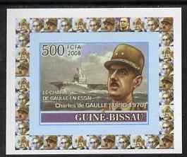 Guinea - Bissau 2008 Charles de Gaulle 500f individual imperf deluxe sheet unmounted mint. Note this item is privately produced and is offered purely on its thematic appeal, stamps on , stamps on  stamps on personalities, stamps on  stamps on de gaulle, stamps on  stamps on  ww1 , stamps on  stamps on  ww2 , stamps on  stamps on militaria, stamps on  stamps on flat tops, stamps on  stamps on ships, stamps on  stamps on personalities, stamps on  stamps on de gaulle, stamps on  stamps on  ww1 , stamps on  stamps on  ww2 , stamps on  stamps on militaria