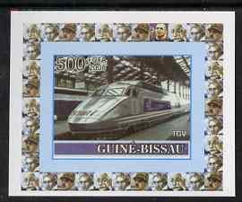 Guinea - Bissau 2008 Railways - TGV 500f individual imperf deluxe sheet unmounted mint. Note this item is privately produced and is offered purely on its thematic appeal