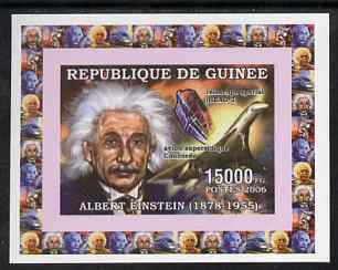 Guinea - Conakry 2006 Albert Einstein individual imperf deluxe sheet #3 with Concorde, unmounted mint. Note this item is privately produced and is offered purely on its thematic appeal as Yv 321, stamps on , stamps on  stamps on personalities, stamps on  stamps on einstein, stamps on  stamps on science, stamps on  stamps on physics, stamps on  stamps on nobel, stamps on  stamps on einstein, stamps on  stamps on maths, stamps on  stamps on space, stamps on  stamps on judaica, stamps on  stamps on atomics, stamps on  stamps on aviation, stamps on  stamps on concorde, stamps on  stamps on personalities, stamps on  stamps on einstein, stamps on  stamps on science, stamps on  stamps on physics, stamps on  stamps on nobel, stamps on  stamps on maths, stamps on  stamps on space, stamps on  stamps on judaica, stamps on  stamps on atomics