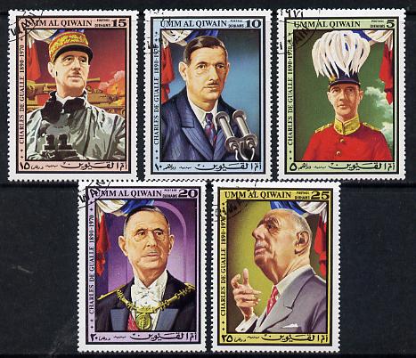 Umm Al Qiwain 1972 General de Gaulle cto used set of 5, Mi 610-14, stamps on constitutions, stamps on personalities, stamps on de gaulle, stamps on personalities, stamps on de gaulle, stamps on  ww1 , stamps on  ww2 , stamps on militaria