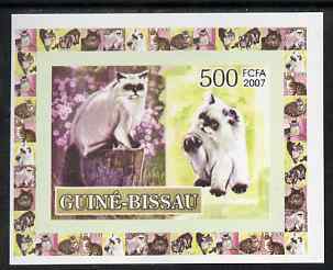 Guinea - Bissau 2007 Domestic cats 500f individual imperf deluxe sheet #2 unmounted mint. Note this item is privately produced and is offered purely on its thematic appeal, stamps on cats