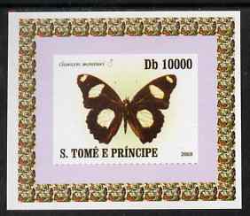 St Thomas & Prince Islands 2008 Butterflies individual imperf deluxe sheet #3 unmounted mint. Note this item is privately produced and is offered purely on its thematic appeal, stamps on , stamps on  stamps on butterflies