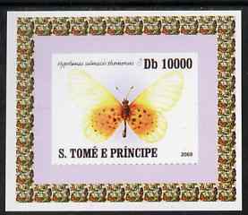 St Thomas & Prince Islands 2008 Butterflies individual imperf deluxe sheet #4 unmounted mint. Note this item is privately produced and is offered purely on its thematic appeal, stamps on butterflies