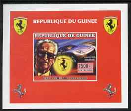 Guinea - Conakry 2006 Ferrari individual imperf deluxe sheet #2 showing Enzo Ferrari, unmounted mint. Note this item is privately produced and is offered purely on its thematic appeal , stamps on personalities, stamps on cars, stamps on ferrari, stamps on  f1 , stamps on formula 1, stamps on 