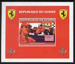 Guinea - Conakry 2006 Ferrari individual imperf deluxe sheet #3 showing Michael Schumacher, unmounted mint. Note this item is privately produced and is offered purely on ..., stamps on personalities, stamps on cars, stamps on ferrari, stamps on  f1 , stamps on formula 1, stamps on 