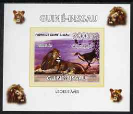 Guinea - Bissau 2008 Fauna individual imperf deluxe sheet #04 showing Lion & African Crake, unmounted mint , stamps on , stamps on  stamps on animals, stamps on  stamps on birds, stamps on  stamps on cats, stamps on  stamps on lions, stamps on  stamps on 