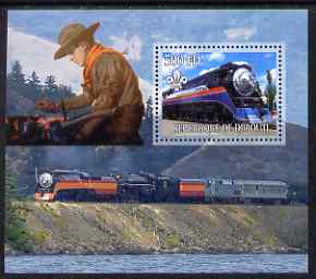 Djibouti 2007 Steam Trains #1 perf m/sheet with Scouts in background unmounted mint, stamps on , stamps on  stamps on railways, stamps on  stamps on scouts
