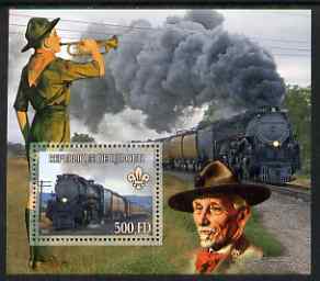 Djibouti 2007 Steam Trains #2 perf m/sheet with Scouts in background unmounted mint, stamps on , stamps on  stamps on railways, stamps on  stamps on scouts