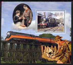 Djibouti 2007 Steam Trains #3 perf m/sheet with Scouts in background unmounted mint, stamps on railways, stamps on scouts, stamps on bridges