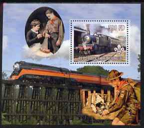 Djibouti 2007 Steam Trains #3 perf m/sheet with Scouts in background unmounted mint, stamps on , stamps on  stamps on railways, stamps on  stamps on scouts, stamps on  stamps on bridges