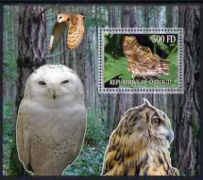 Djibouti 2006 Owl & Butterfly #1 perf m/sheet unmounted mint. Note this item is privately produced and is offered purely on its thematic appeal, stamps on butterflies, stamps on birds, stamps on owls, stamps on birds of prey