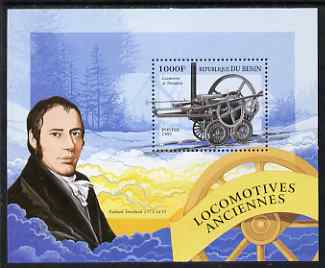Benin 1997 Early Steam Engines perf miniature sheet unmounted mint. Note this item is privately produced and is offered purely on its thematic appeal SG MS 1697, stamps on railways
