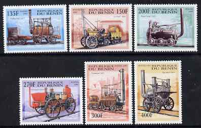 Benin 1997 Early Steam Engines complete perf set of 6 unmounted mint. Note this item is privately produced and is offered purely on its thematic appeal, SG 1691-96, stamps on , stamps on  stamps on railways