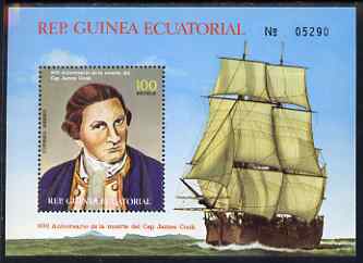 Equatorial Guinea 1979 Death Bicentenary of James Cook perf m/sheet unmounted mint, stamps on , stamps on  stamps on personalities, stamps on  stamps on cook, stamps on  stamps on explorers, stamps on  stamps on ships