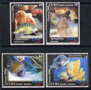 Cuba 2000 World Tourism Day - Diving Sites perf set of 4 unmounted mint SG 4451-4, stamps on tourism, stamps on diving, stamps on scuba, stamps on coral, stamps on marine life, stamps on fish, stamps on turtles, stamps on 
