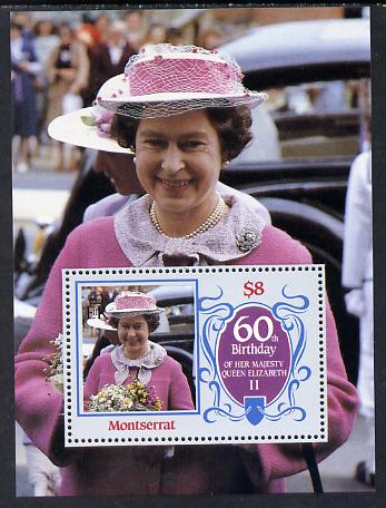 Montserrat 1986 Queen's 60th Birthday m/sheet unmounted mint, SG MS 681, stamps on , stamps on  stamps on royalty, stamps on  stamps on 60th birthday