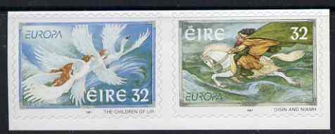 Ireland 1997 Europa - Tales & Legends self adhesive se-tenant set of 2 unmounted mint, SG 1126-27, stamps on europa, stamps on mythology, stamps on myths, stamps on fairy tales, stamps on legends, stamps on horses, stamps on birds, stamps on swans, stamps on self adhesive